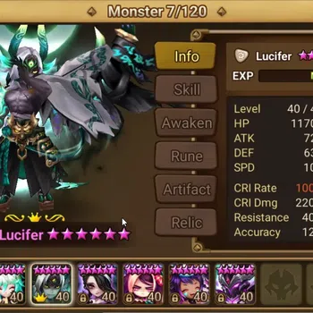 Summoners War: Sky Arena Accounts End-Game ASIA|Lv100 7LND(Lucifer,Kovarci,Shun,Hilda,Giselle,Maya,Gurkha) 137NB5