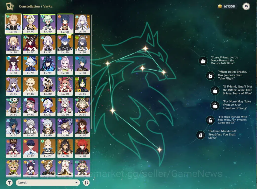 Genshin Impact Accounts ASIA|AR58|Varka PreamTeam|8Limit+5(*5WEP)|Furina,C image 3