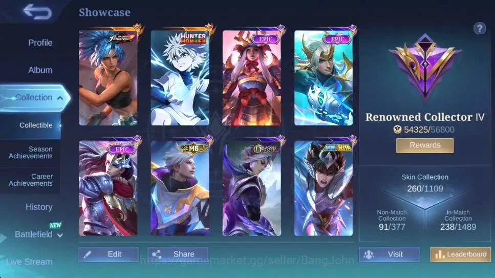 Mobile Legends: Bang Bang Accounts Global|Skin 260|Renowned|KOF Karina,P.A.C.E Fanny, image 14