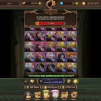 The Seven Deadly Sins: Grand Cross Accounts Endgame GLOBAL|3M CC|2 LR,14 UR|N Meliodas,Elizabeth,L Meli,MerEsca,N