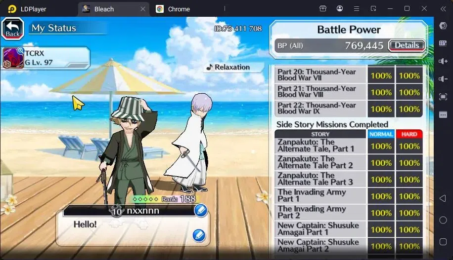 Bleach: Brave Souls Accounts Mid-Tier GLOBAL | 50K ORB+MidGame | Yukio TYBW26,Gremmy9TH,Rangiku Swimsuit,Ichigo7TH,Ulquiora 5