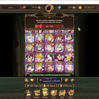 The Seven Deadly Sins: Grand Cross Accounts Endgame Asia|4,1M CC|44 LS|5 LR+11UR +Collab Gachia|NMeli3/6,LMeli2/6,P