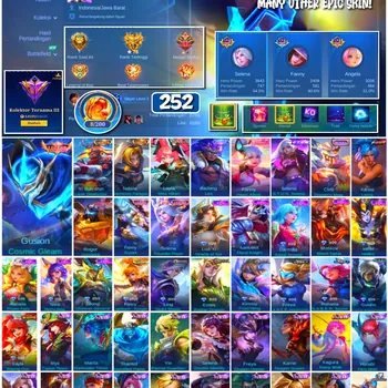 Mobile Legends: Bang Bang Accounts #4351 252 Skins | Gusion Cosmic Gleam (LEGEND) | Karina Leona (KOF) | Roger Grimlock