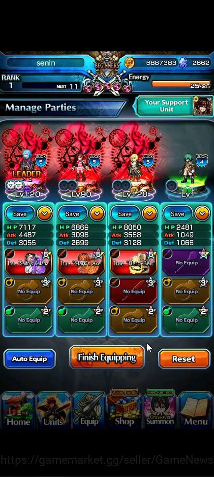 Grand Summoners Accounts Starter Global|Rank 1|Best Starter 2662 cc + 6 3