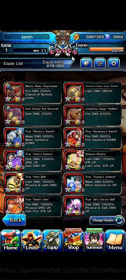 Grand Summoners Accounts Starter Global|Rank 1|Best Starter 2662 cc + 6 7