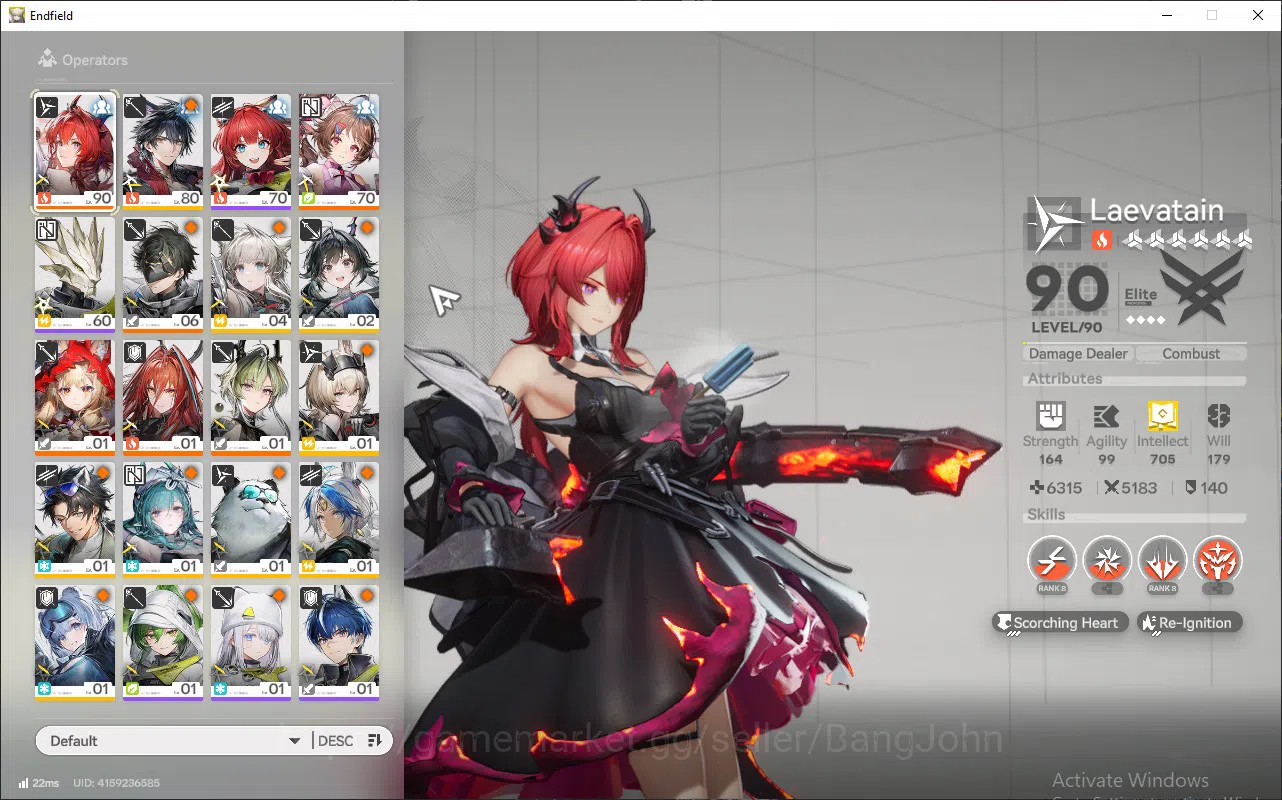 Arknights: Endfield Accounts ASIA | Lvl 57 | Laevatain P1 Sign, Rossi Sign, Ardelia P2 Sign, Ember, Lifeng | 1 Char permit 3