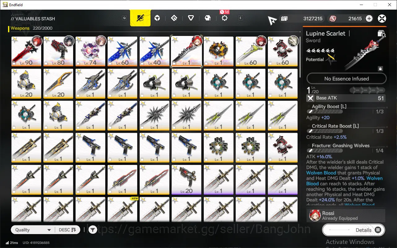 Arknights: Endfield Accounts ASIA | Lvl 57 | Laevatain P1 Sign, Rossi Sign, Ardelia P2 Sign, Ember, Lifeng | 1 Char permit 9