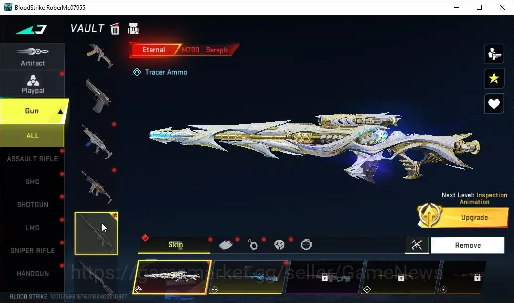 Blood Strike Accounts Collab Skin ASIA|2 ETERNAL M700 Seraph Lv3,Bizon Seraph Lv2|Collab M4A1 Battle of Faith|4 Ultra AK47 1