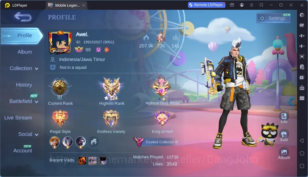 Mobile Legends: Bang Bang Accounts Collector Global|Skin 326|Exalted|Legend Franco|Collector Natalia,YSS,Ling|KOF 1