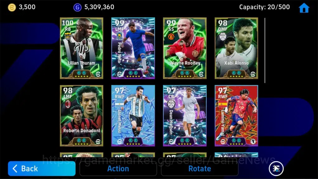 eFootball Accounts Legends & Iconic Players Android||Coin 3.5k,12 Epic Lilian Thuram,Wayne Rooney,Daniele Massaro|Show Time 5