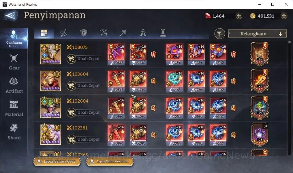 Watcher of Realms Accounts GLOBAL 60x|7M Power|13 Lord[IngridA2,Ezareth,Praet image 14