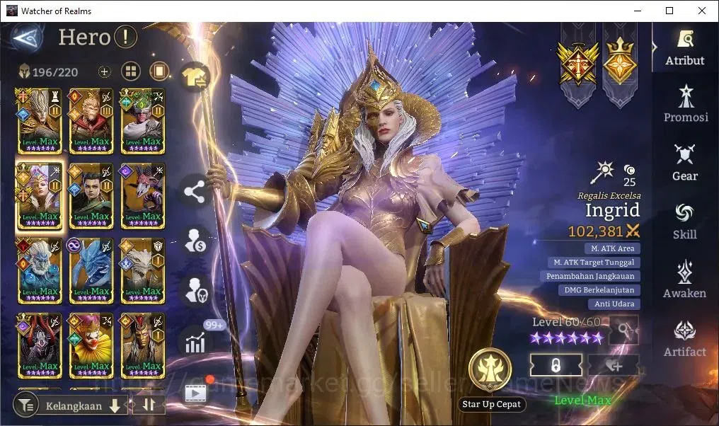 Watcher of Realms Accounts GLOBAL 60x|7M Power|13 Lord[IngridA2,Ezareth,Praet image 7