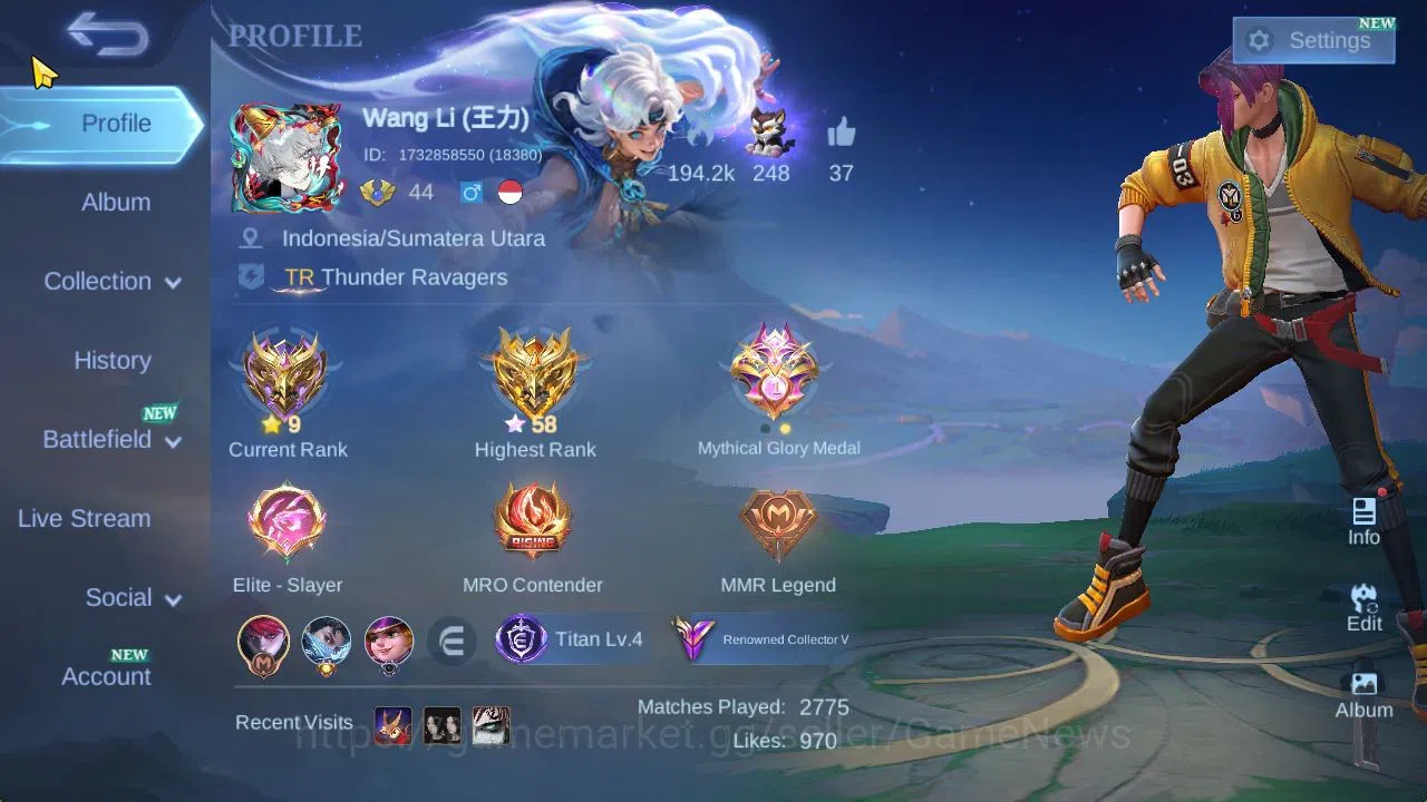Mobile Legends: Bang Bang Accounts Hero 89|Skin 182|High Glory 58|Prime Granger,LB[Al image 2