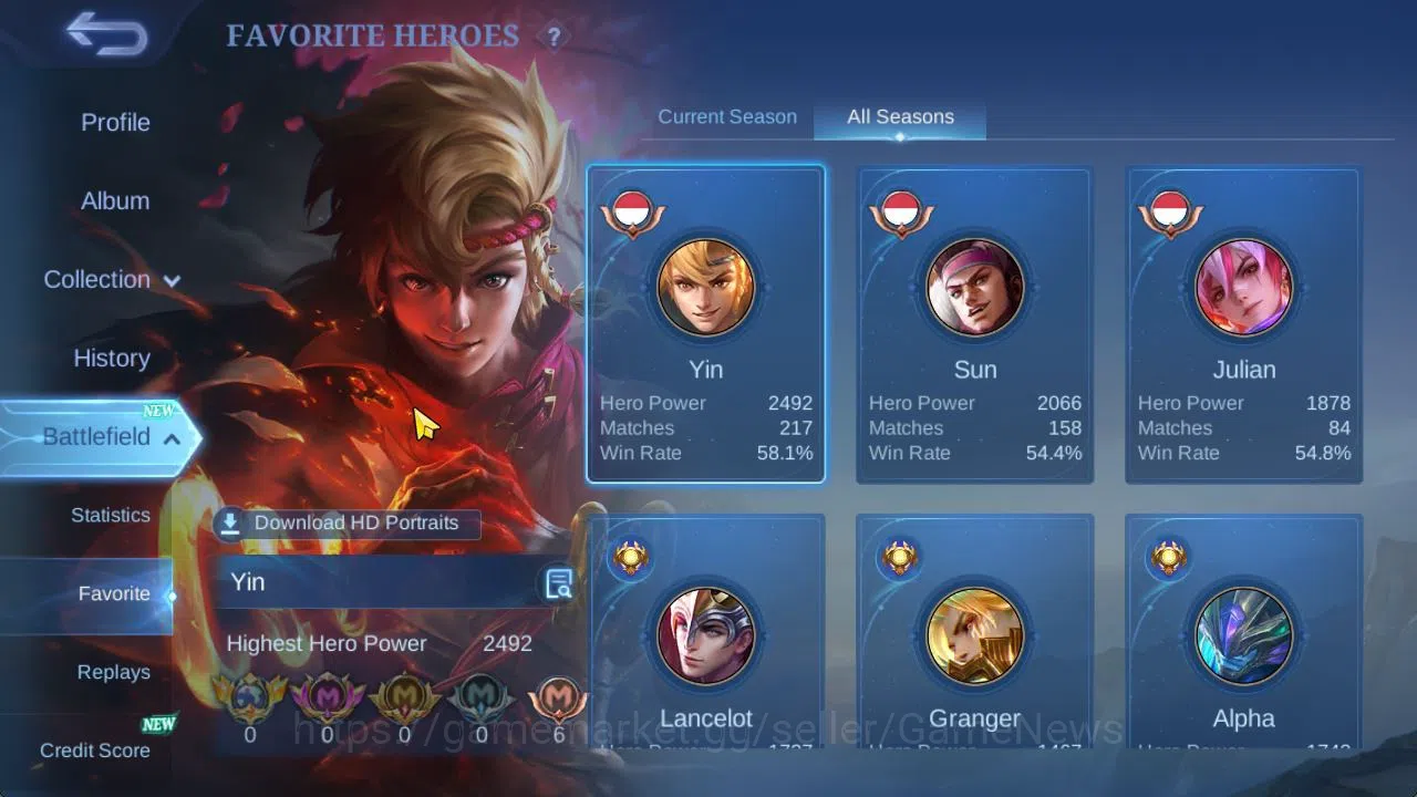 Mobile Legends: Bang Bang Accounts Hero 89|Skin 182|High Glory 58|Prime Granger,LB[Al image 5