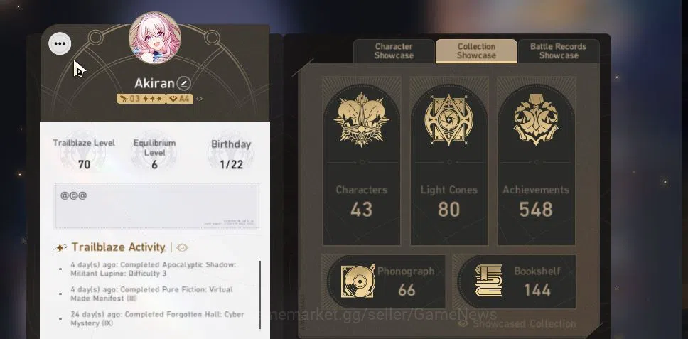 Honkai Star Rail Accounts Others Asia|TL 70|15 Limited|[Firefly E1,Phainon,Saber,Feixiao]+Sign,Robin,The 3