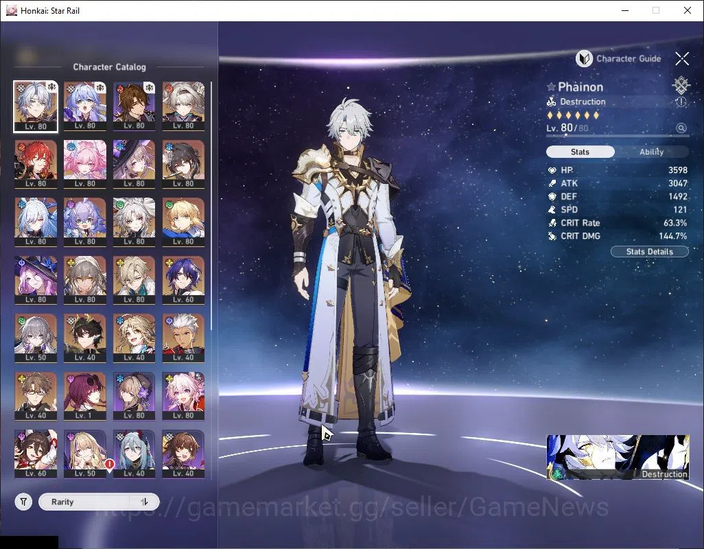 Honkai Star Rail Accounts Others Asia|TL 70|15 Limited|[Firefly E1,Phainon,Saber,Feixiao]+Sign,Robin,The 4