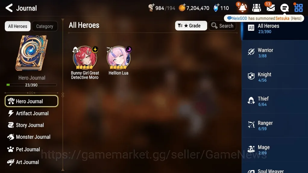 Epic Seven Accounts Starter Global Unverif|Mor11|2ML(Bunny Girl Moro,Hellion Lua)+Setsuka,Eda,Tenebria,Landy|PoH+Bless 1