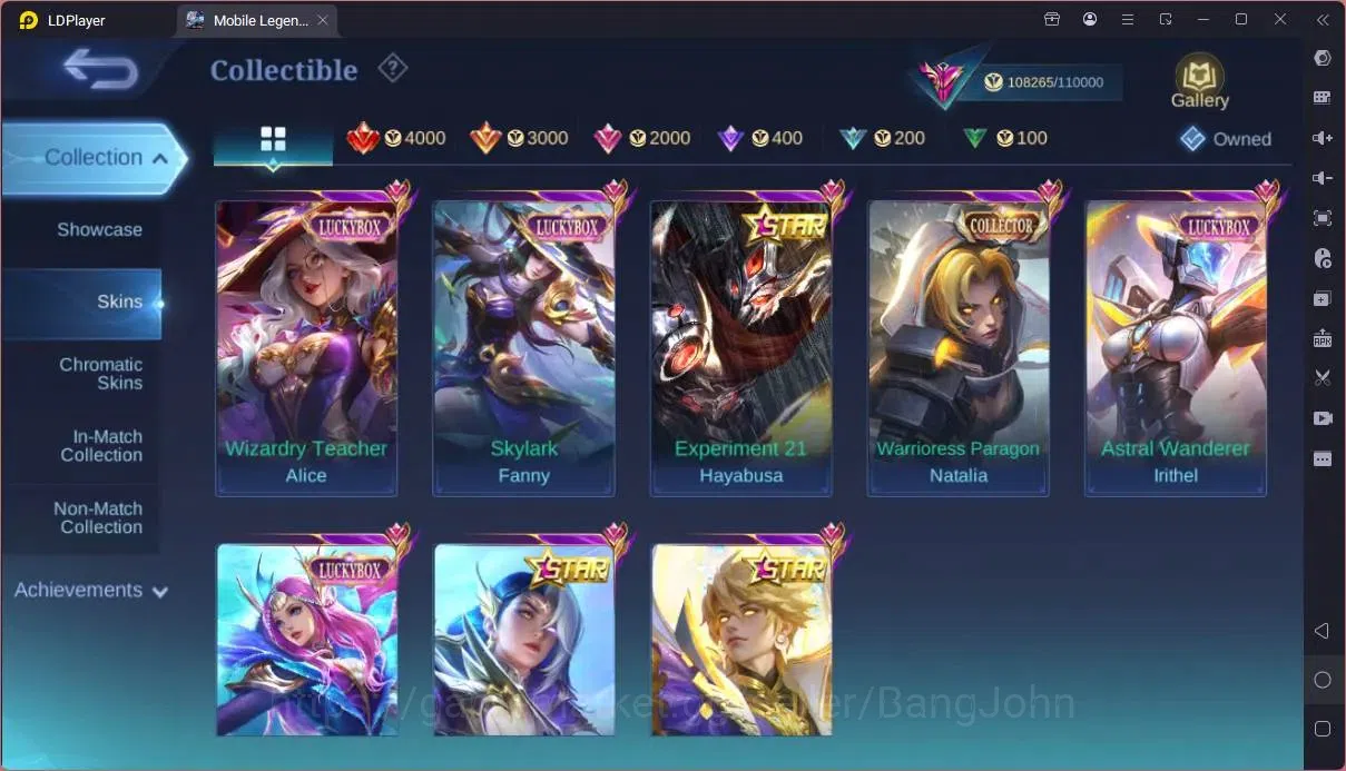 Mobile Legends: Bang Bang Accounts Collector Global|Hero 133|Skin 334|Exalted|Legend Johnson|Naruto Suyou|HxH Cecillion|SV 10