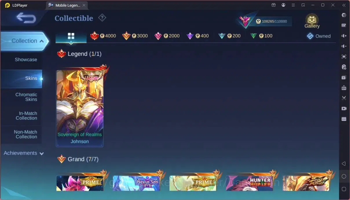 Mobile Legends: Bang Bang Accounts Collector Global|Hero 133|Skin 334|Exalted|Legend Johnson|Naruto Suyou|HxH Cecillion|SV 7