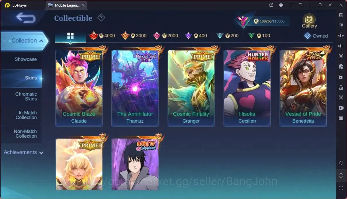 Mobile Legends: Bang Bang Accounts Collector Global|Hero 133|Skin 334|Exalted|Legend Johnson|Naruto Suyou|HxH Cecillion|SV 8