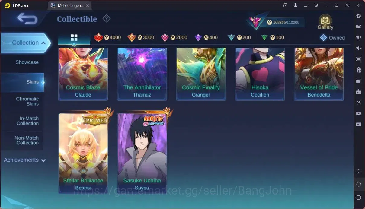 Mobile Legends: Bang Bang Accounts Collector Global|Hero 133|Skin 334|Exalted|Legend Johnson|Naruto Suyou|HxH Cecillion|SV 9
