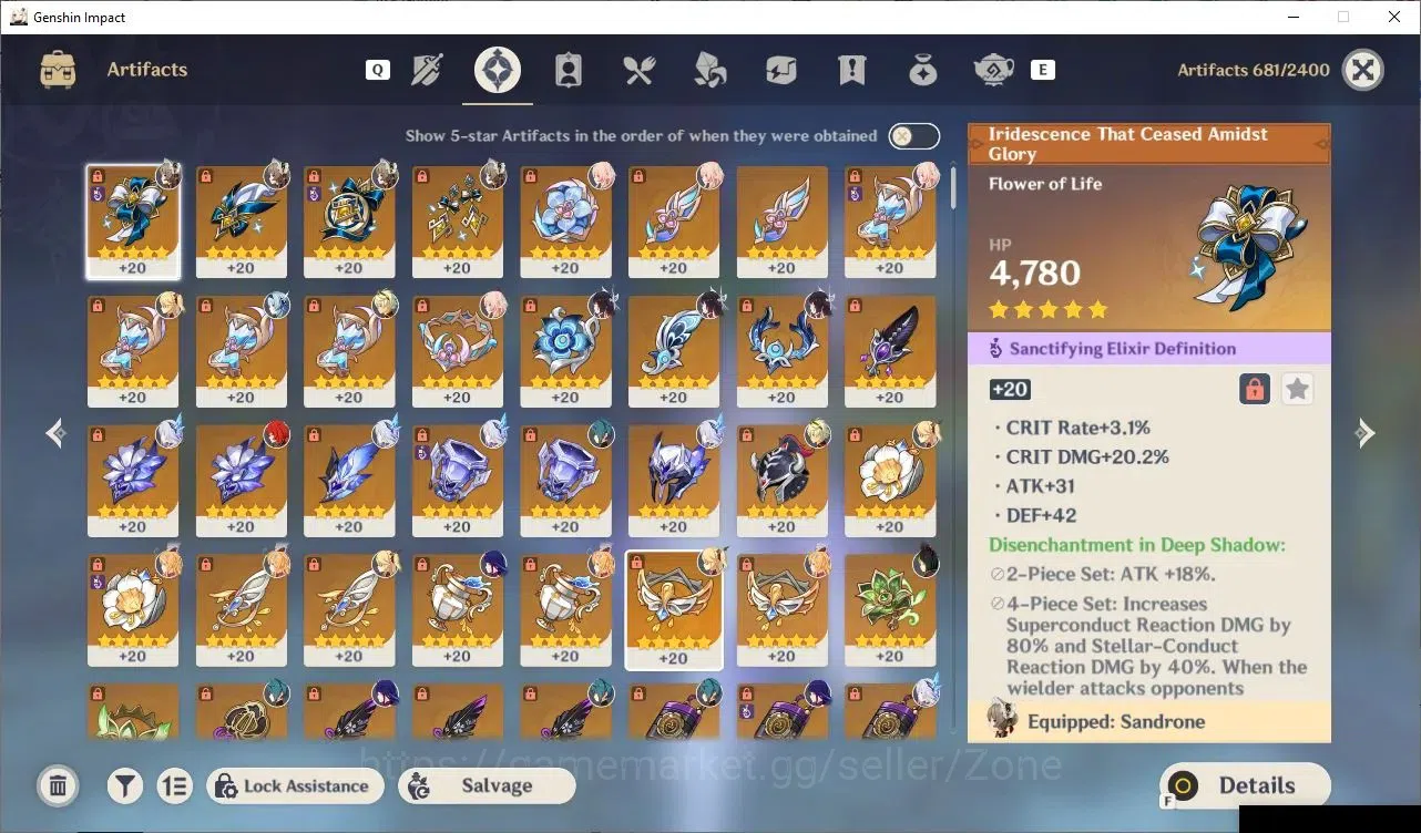 Genshin Impact Accounts Others ASIA|AR 57|10 Limit+5(*5Wep)|Prem Skirk(Skirk+Sign, Escofier+Sign, Columbina,Citlali 5