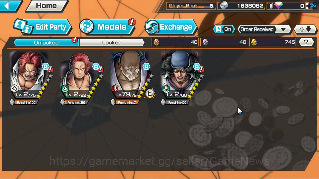 One Piece Bounty Rush Accounts Global|4 EX| T5E St.Ethanbaron,Divine Departure Sh image 4