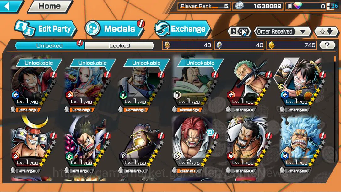 One Piece Bounty Rush Accounts Global|4 EX| T5E St.Ethanbaron,Divine Departure Sh image 5