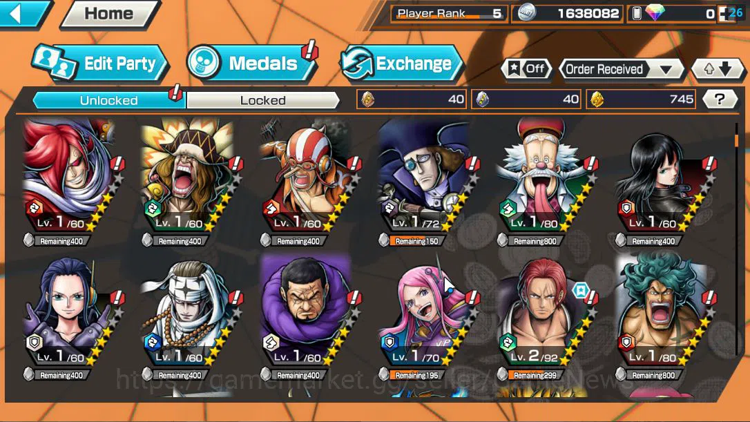 One Piece Bounty Rush Accounts Global|4 EX| T5E St.Ethanbaron,Divine Departure Sh image 6