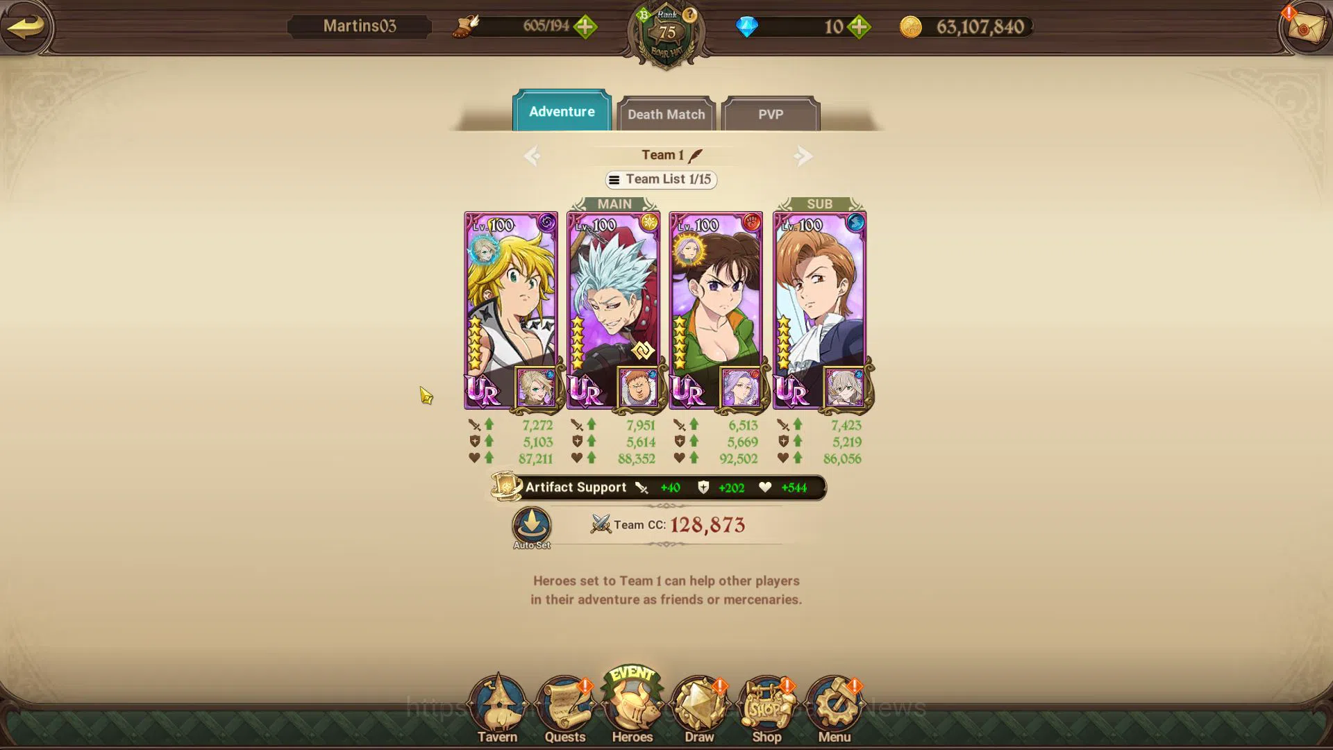 The Seven Deadly Sins: Grand Cross Accounts Midgame Asia|3,5M CC|Starter Ch5|3 LR+5 UR+Colab 2