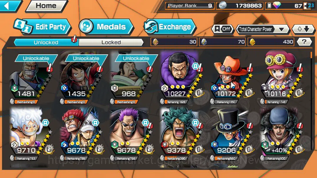 One Piece Bounty Rush Accounts Global | EX 3 | The 4 Emperors D.Luffy,Battle of M image 8