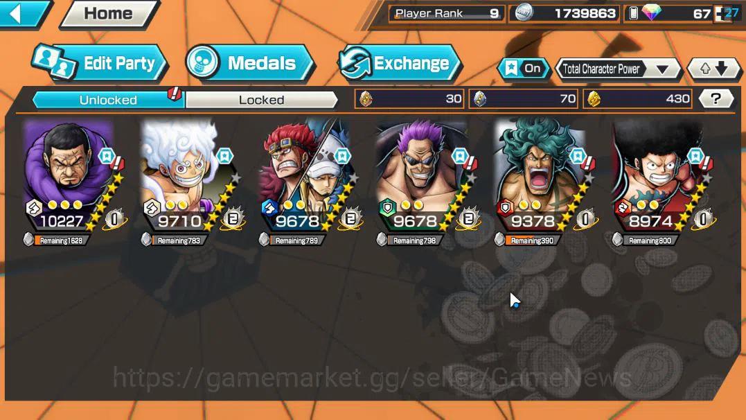One Piece Bounty Rush Accounts Global | EX 3 | The 4 Emperors D.Luffy,Battle of M image 9