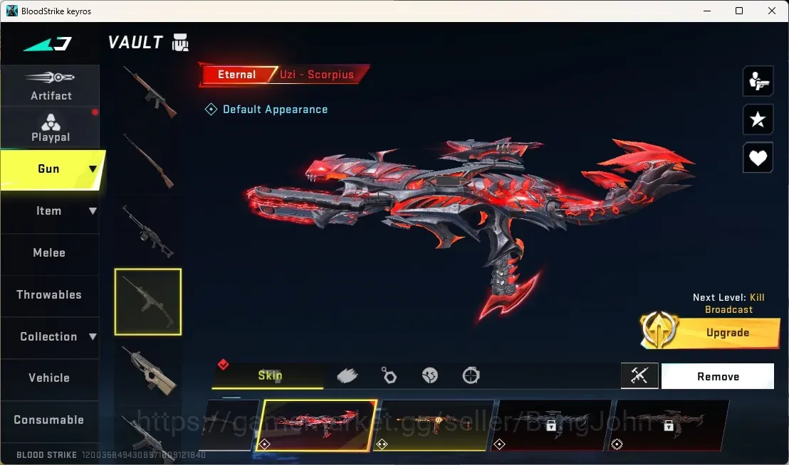 Blood Strike Accounts Others ASIA | Eternal Gun:Uzi-Scorpius Lv1|2 TR Guns|5 Ultra Guns|1 Ultra Striker|1 Legendary 1