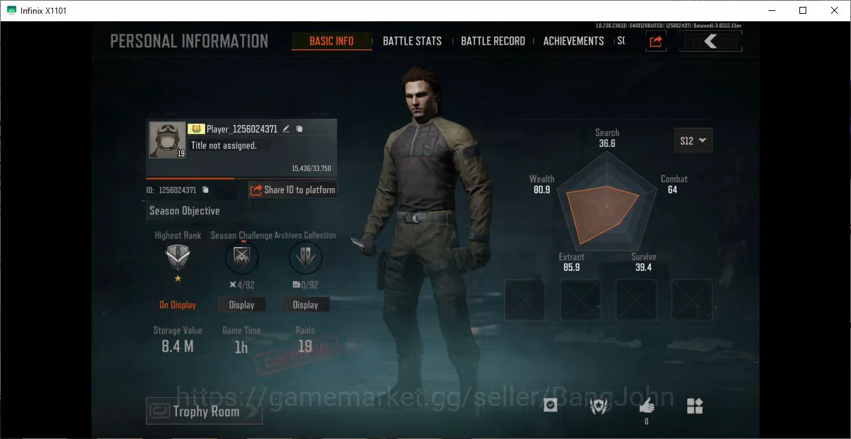 Arena Breakout Others MOBILE | LVL 19 |SV 8,4 M|CV 5,3 M| more detail ce image 1