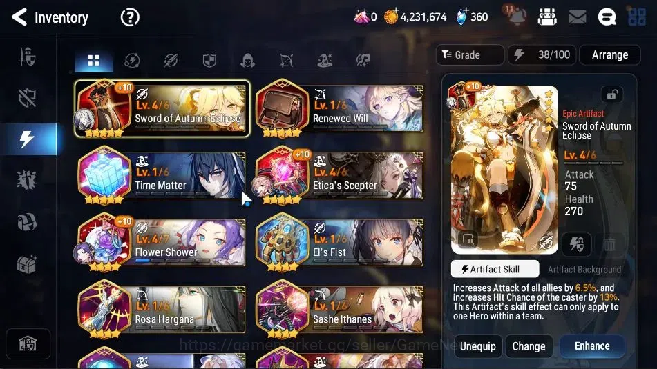 Epic Seven Accounts Starter GLOBAL UnVerif|New Era|4 ML(Rhiana&Luce,Straze,Amb Tywin,Etc)+Tenenbria,Landy,etc|Poh ON|1K 15