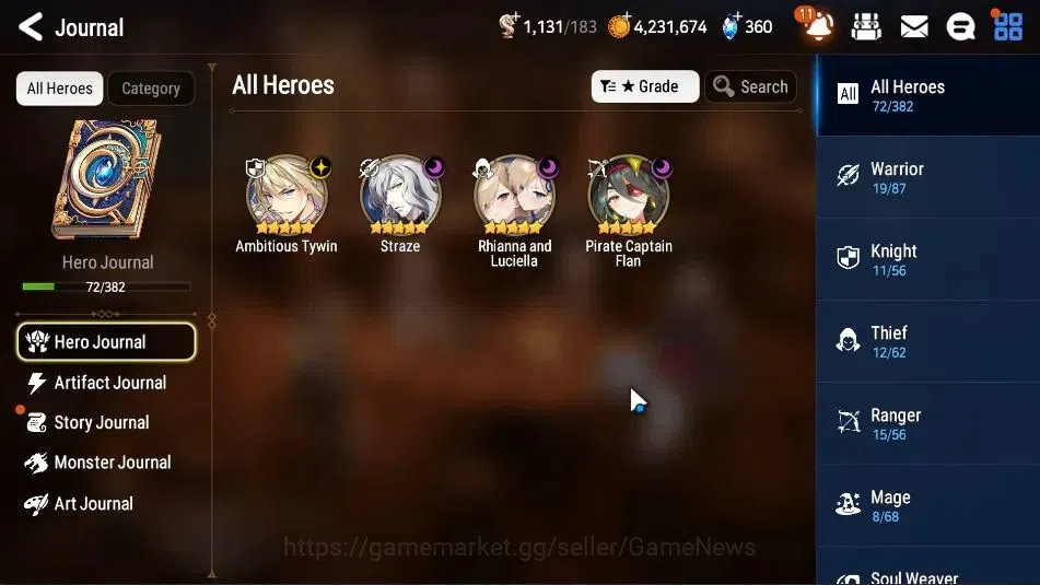 Epic Seven Accounts Starter GLOBAL UnVerif|New Era|4 ML(Rhiana&Luce,Straze,Amb Tywin,Etc)+Tenenbria,Landy,etc|Poh ON|1K 6