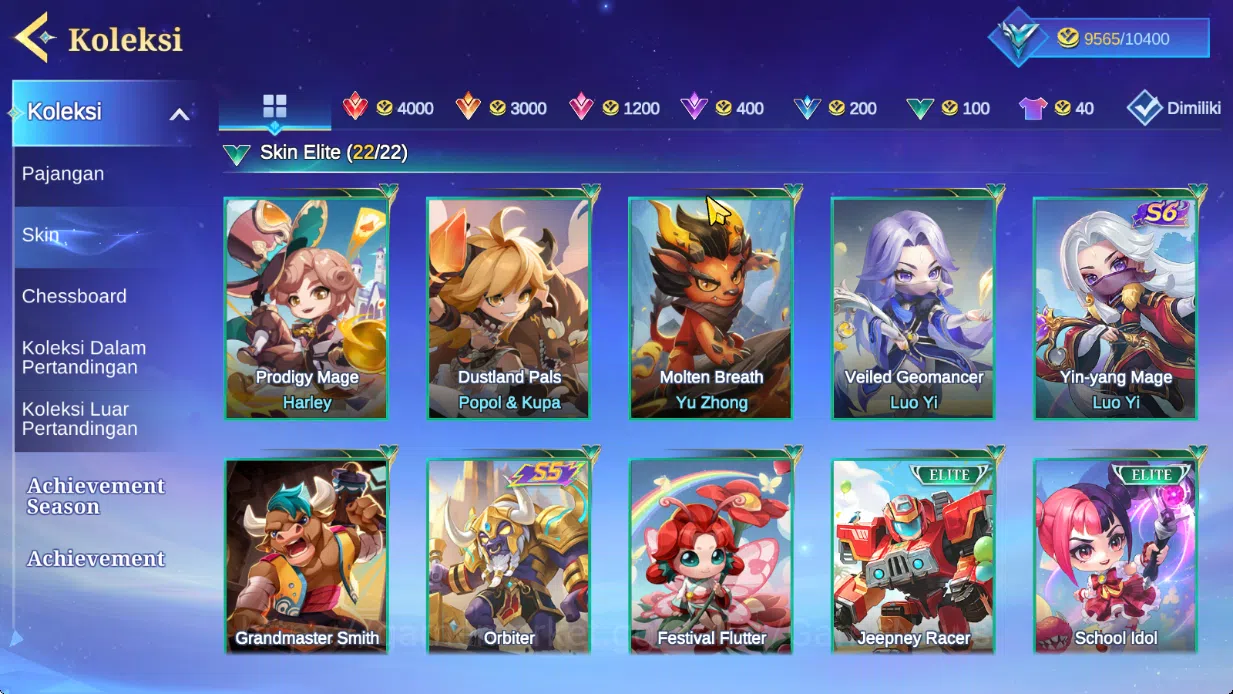 Magic Chess: Go Go Accounts Bonus MLBB|35 Commander 5 Max|Collector Kagura,Epic Lancelot,7 Special(4 Gogopas Skin),22 11