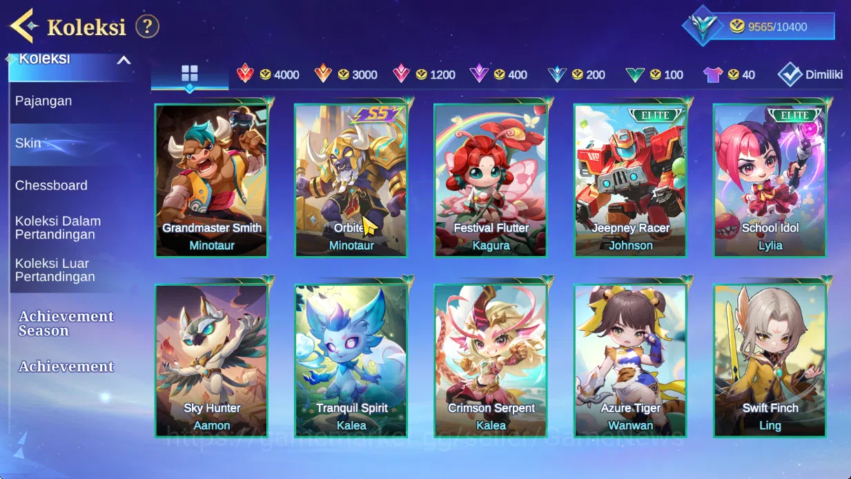 Magic Chess: Go Go Accounts Bonus MLBB|35 Commander 5 Max|Collector Kagura,Epic Lancelot,7 Special(4 Gogopas Skin),22 12