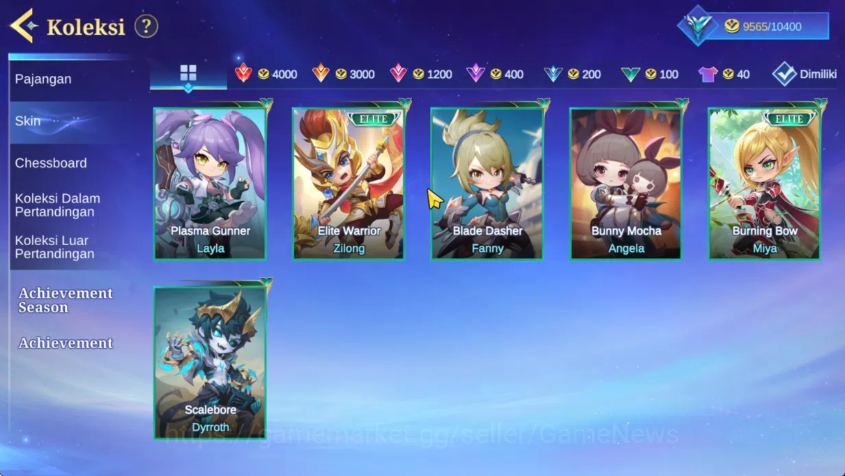 Magic Chess: Go Go Accounts Bonus MLBB|35 Commander 5 Max|Collector Kagura,Epic Lancelot,7 Special(4 Gogopas Skin),22 13