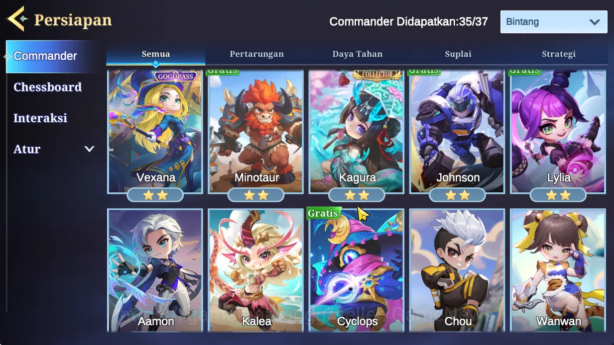 Magic Chess: Go Go Accounts Bonus MLBB|35 Commander 5 Max|Collector Kagura,Epic Lancelot,7 Special(4 Gogopas Skin),22 20