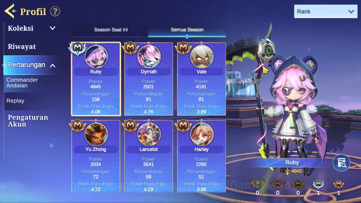 Magic Chess: Go Go Accounts Bonus MLBB|35 Commander 5 Max|Collector Kagura,Epic Lancelot,7 Special(4 Gogopas Skin),22 5