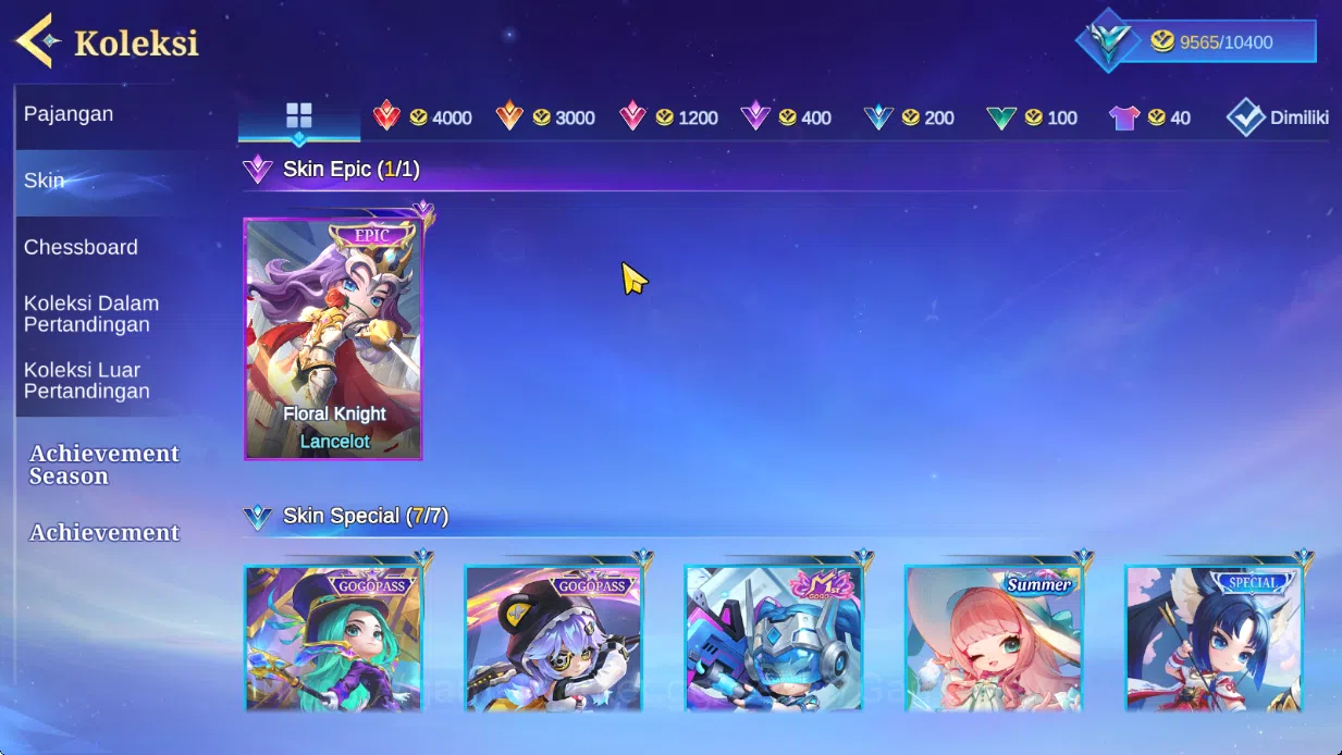 Magic Chess: Go Go Accounts Bonus MLBB|35 Commander 5 Max|Collector Kagura,Epic Lancelot,7 Special(4 Gogopas Skin),22 9