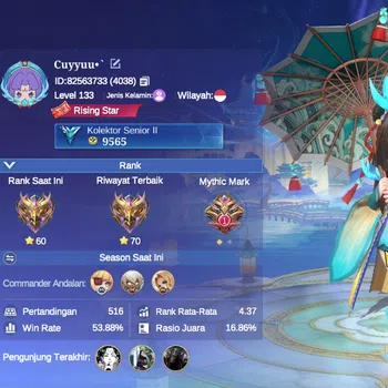 Magic Chess: Go Go Accounts Bonus MLBB|35 Commander 5 Max|Collector Kagura,Epic Lancelot,7 Special(4 Gogopas Skin),22