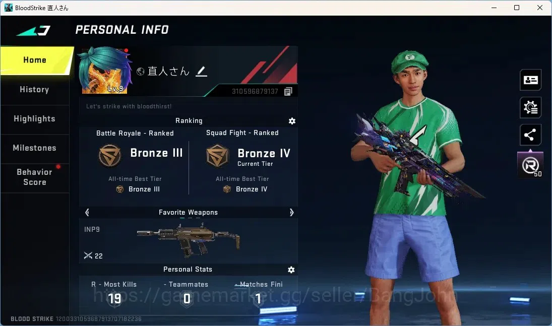 Blood Strike Accounts Rare Skin ASIA | Eternal M4A1-Blight's Embrace (5 Upgrade Point) | Fernanfloo Striker | 3 Legendary 1