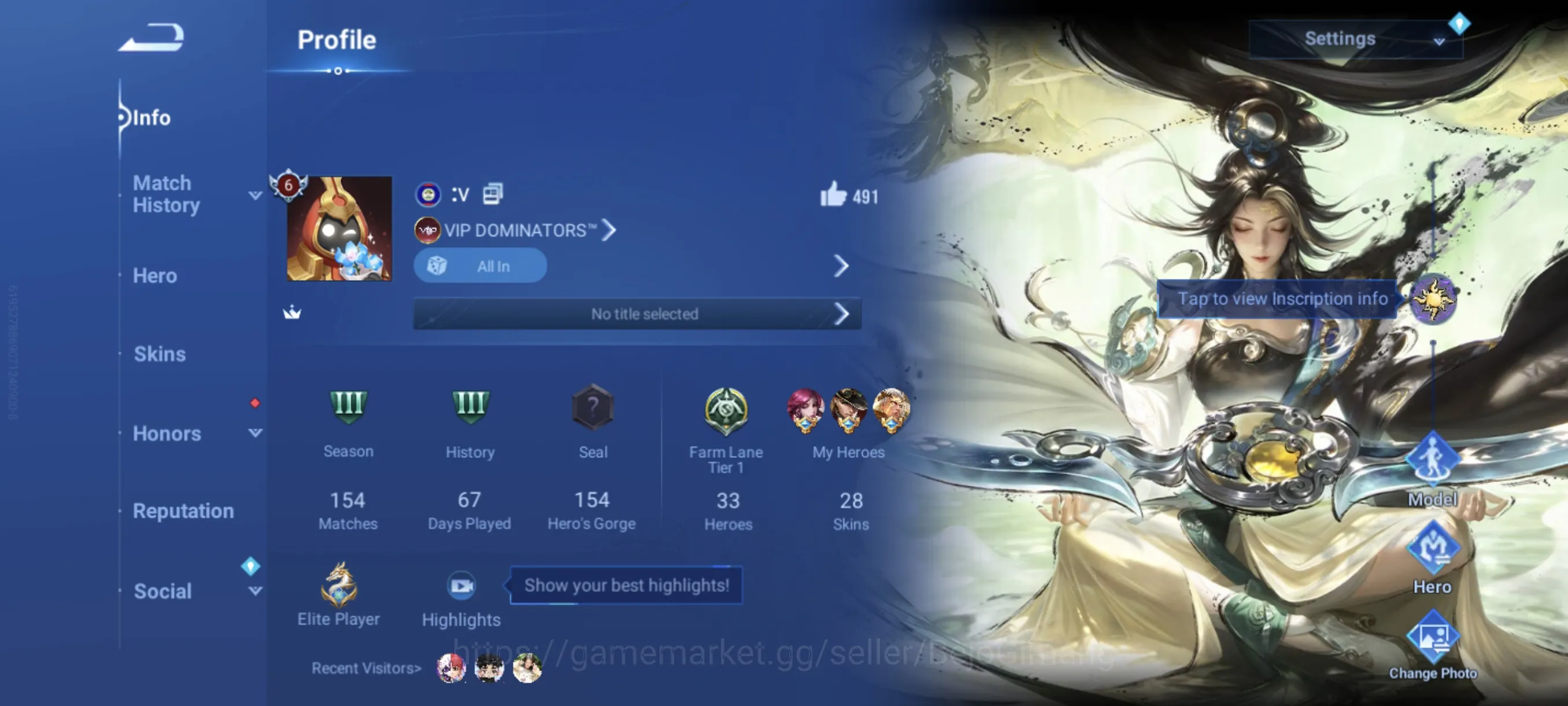 Honor of Kings Accounts Rare Skin Global Hero 33 Skin 28: Precious Garo, Limited Daji, Worldly Haya, Many Epic Chano 1