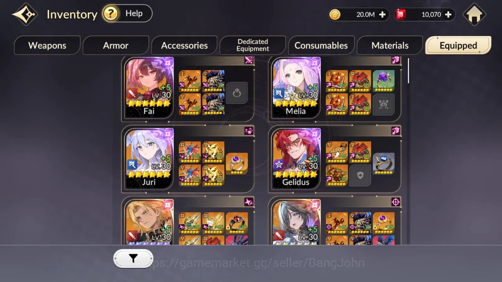Seven Knights Re:Birth Accounts Global|FullEX7(Juri,Fai,Gelidus,Melia,Rosie)15TC6( image 14