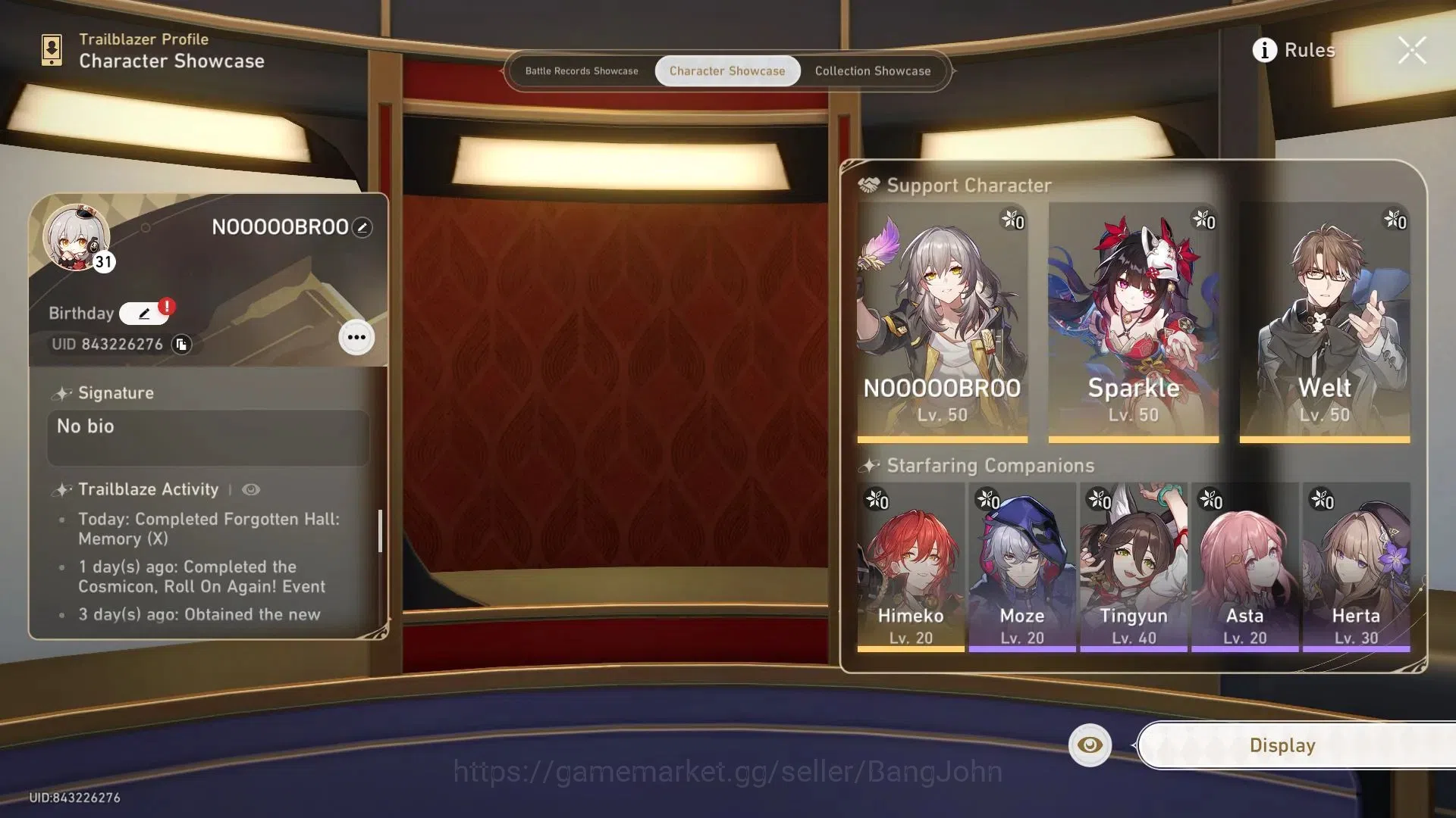 Honkai Star Rail Accounts Others Asia | TL31|8 Lim: Sparkle, Welt, Gepard, Bronya, Clara, Himeko, Yanqing, Bailu | TakeMail 7