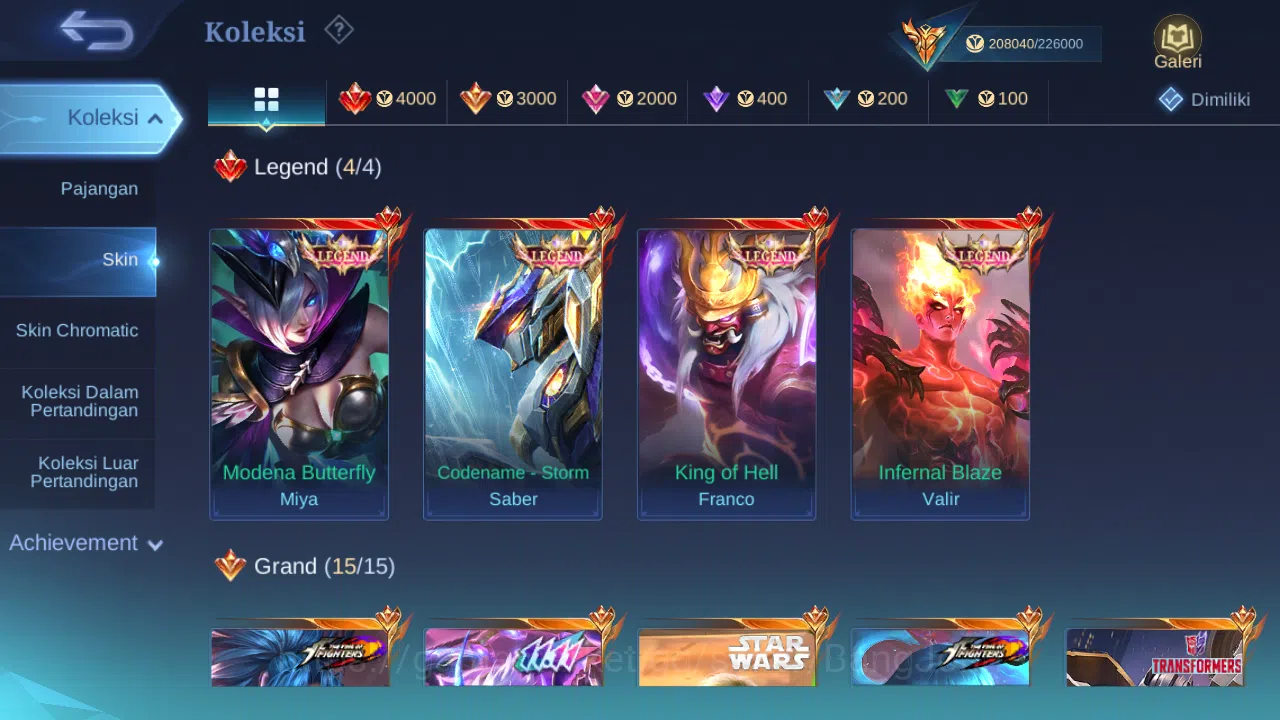 Mobile Legends: Bang Bang Accounts Hero 127 Skin 510 |Legend Miya,Franco,Saber,Valir| image 2