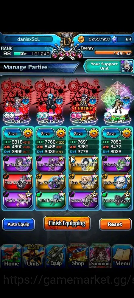 Grand Summoners Accounts Global|1 Sp Art|Rank 98|14 Ascend+4 TW|(Pola,Miyu, image 4