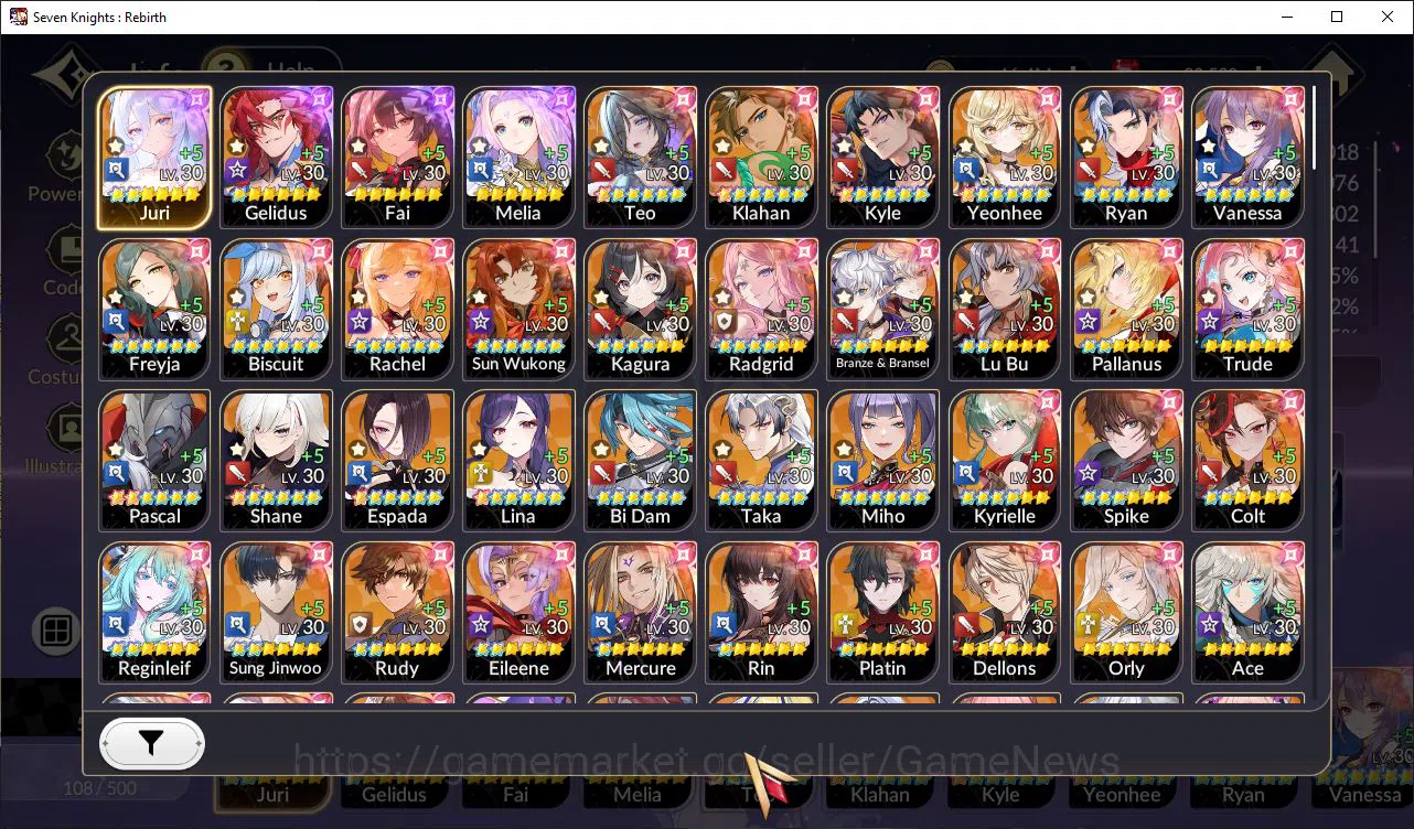 Seven Knights Re:Birth Accounts GLOBAL-SEA|4 Ex-7k [Gelidus,Fai,Juri,Melia] +17 TC image 1